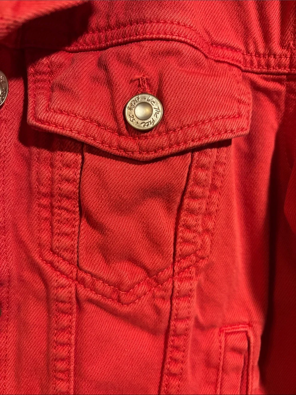 Free People Red Denim Jacket - Picture 3 of 4